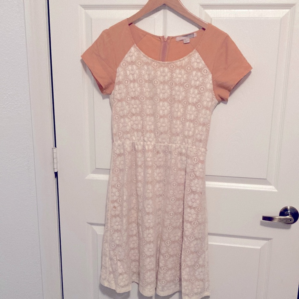 Floral peach and cream dress